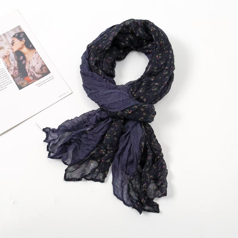 Women's Twist Pleated Simple Korean Floral Shawl Scarfs