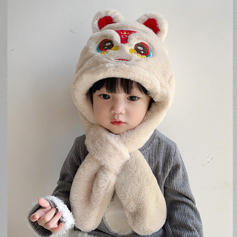 Children's Integrated Winter Cute Lion Plush Earmuffs Kids' Headwear