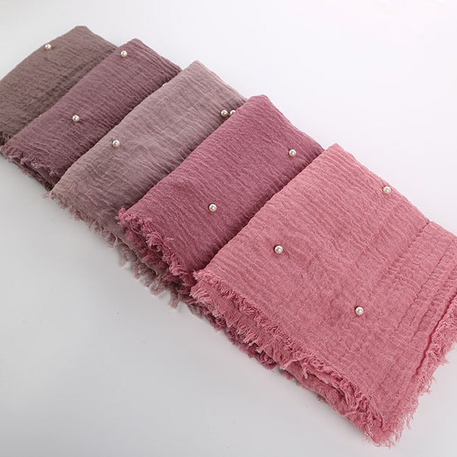 Women's Monochrome Solid Color Burrs Yarn Pearl Scarfs