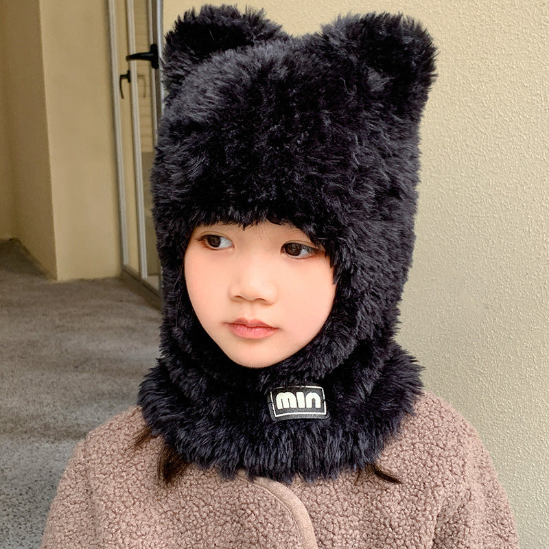 Children's Plush Hat Integrated With Winter Warm For Boys Kids' Headwear