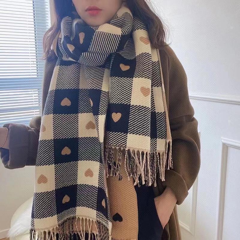 Love Plaid Artificial Cashmere Korean Style Scarfs