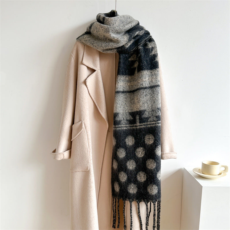 Tassel Shawl Round Polka Dot Color Scarfs