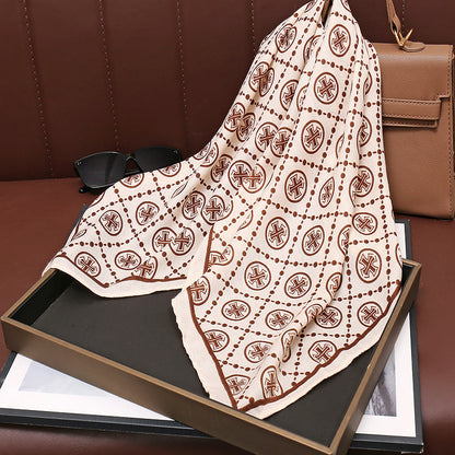 Women's Cotton Linen Square Korean Style Printed Fashion Sweet Tie Scarfs