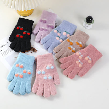 Women's Winter Korean Cute Knitted Warm Knitting Gloves