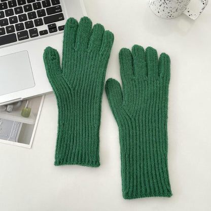 Color Woolen Knitted Candy Finger Open Gloves