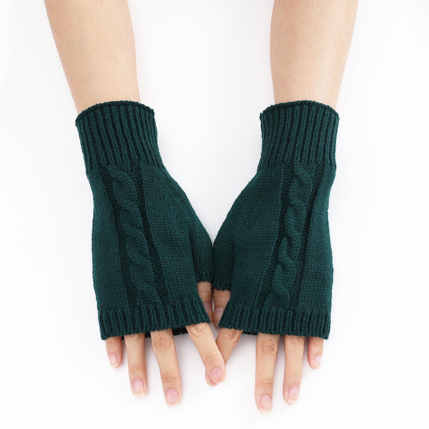 Women's & Men's Dew Half Finger Knitting Wool Warm Gloves