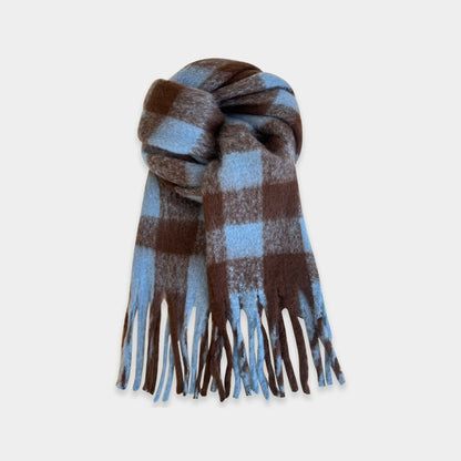 Women's Korean Versatile Plaid Tassel Winter Warm Scarfs