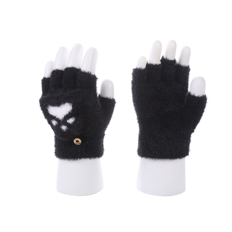 Paw Print Keeping Warm Dual-purpose Female Gloves