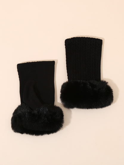 Half Finger Knitted Twist Fingerless Warm Gloves