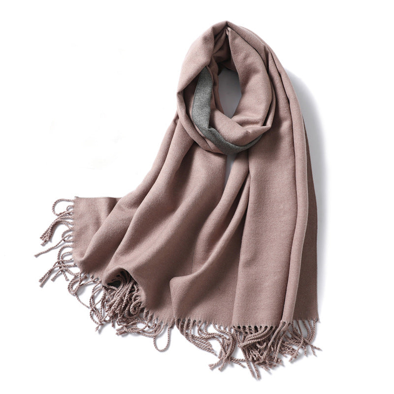 Women's & Men's Cashmere Winter Thickened Warm Double-sided Two-color Scarfs