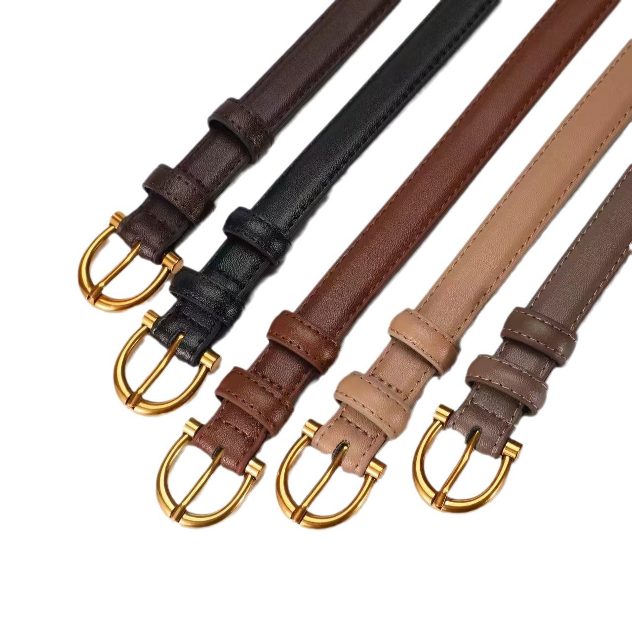 Ornament Genuine Leather Thin Pin Buckle Belts