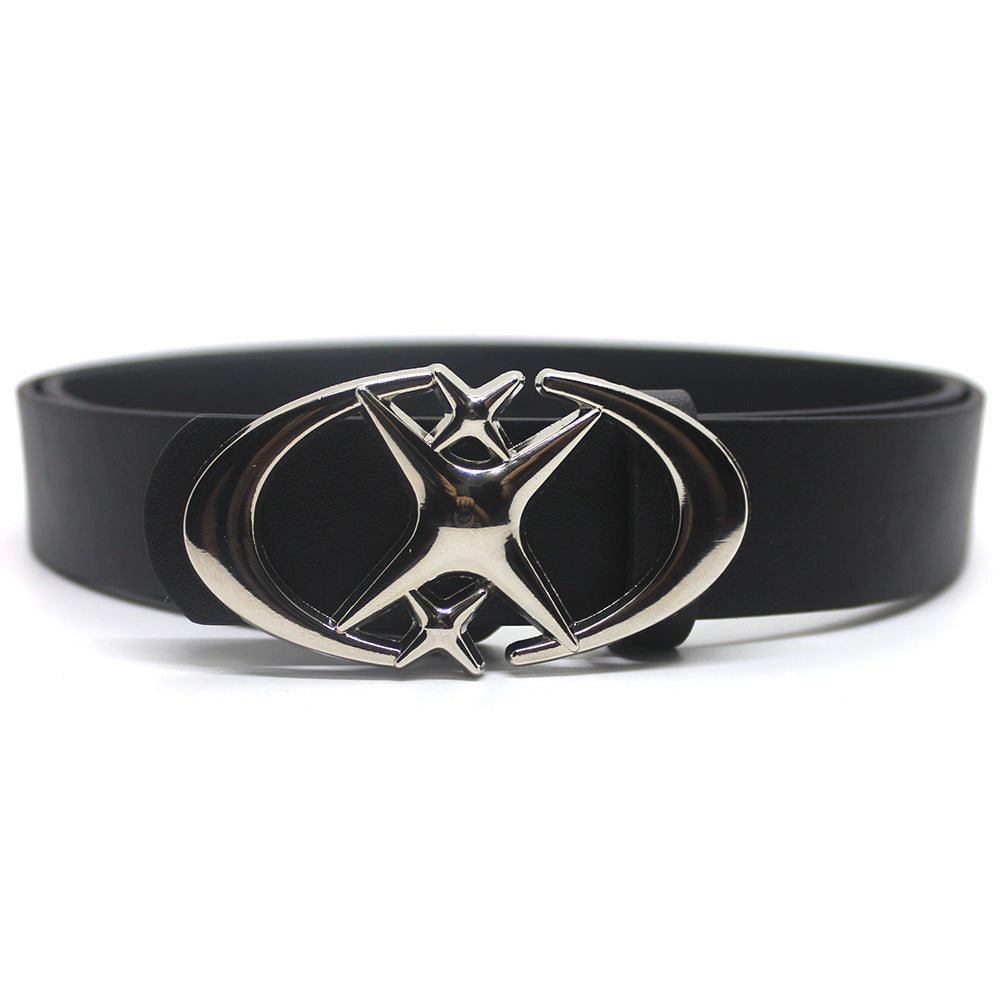 Double Crescent Moon Cross Star Buckle Belts