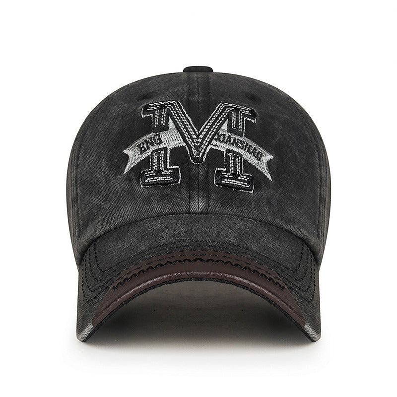 Women's & Men's Washed Distressed Letters Large Three-dimensional Embroidered Hats & Caps