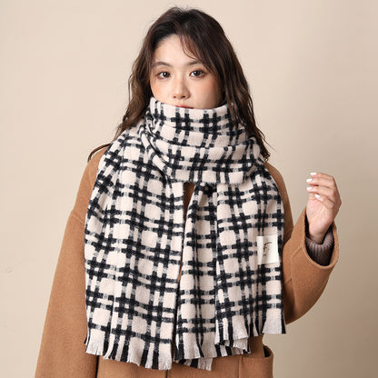 Women's Plaid Korean Thickened British Shawl High-grade Scarfs