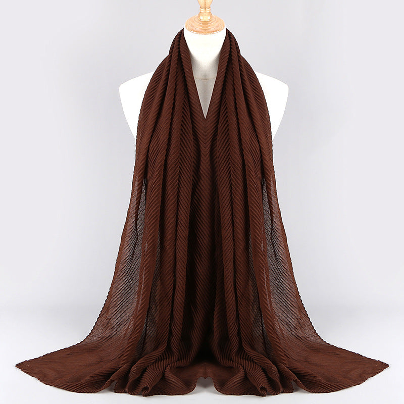 Women's Fashion Twill Crumpled Pleated Bag Headscarf Scarfs