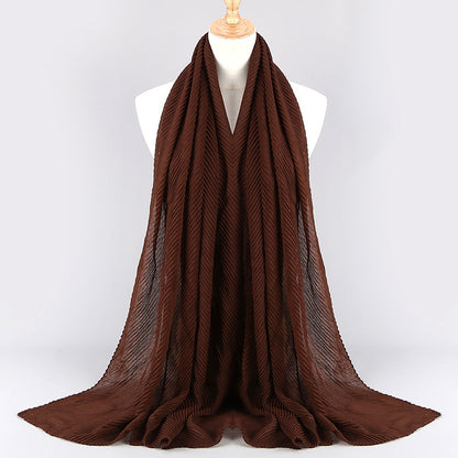 Women's Fashion Twill Crumpled Pleated Bag Headscarf Scarfs