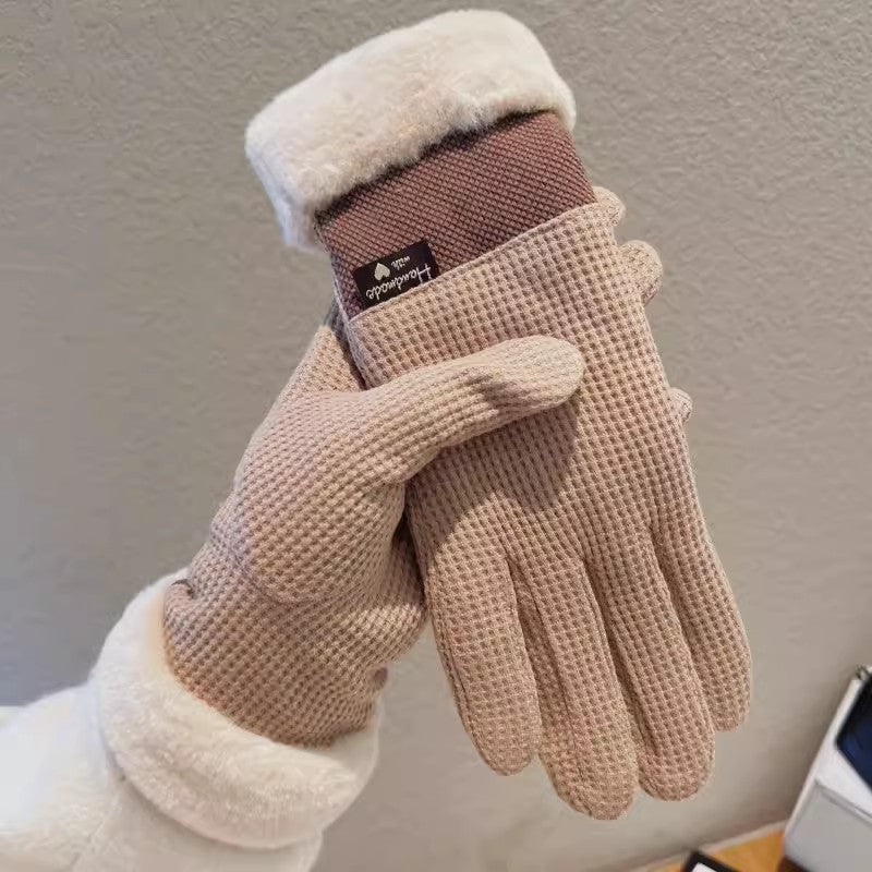 Women's For Winter Fleece-lined Thick Suede Touch Gloves