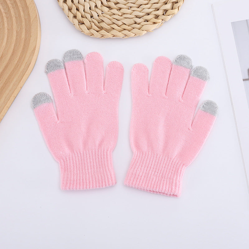 Touch Screen Candy Color Knitted Outdoor Office Gloves