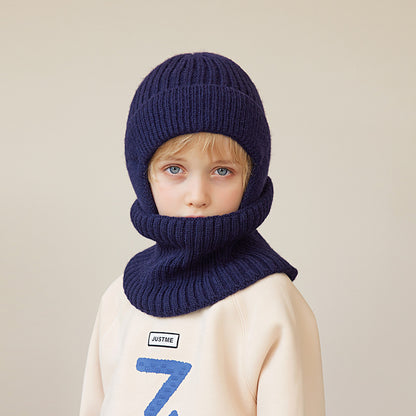 Children's Winter Fleece-lined Hat Set Knitted Woolen Boys Warm Ear Protection Kids' Headwear