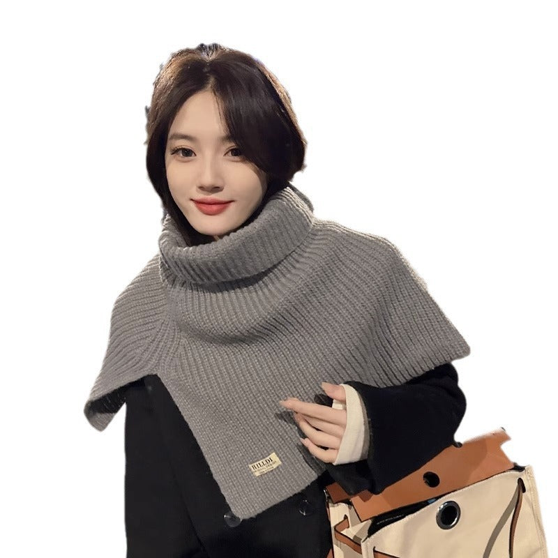 Women's With Turtleneck Shawl Korean Knitted Thermal Scarfs