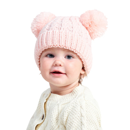 Children's Twisted Woolen Yarn Double Ball Hat Kids' Headwear