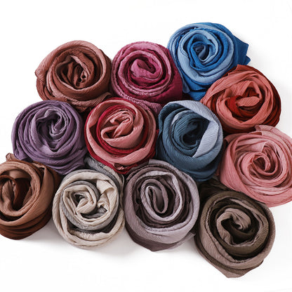 Women's Fashion Travel Gradient Color Pleated Composite Scarfs