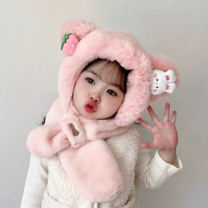 Children's Hooded Suit Fleece-lined Warm Thickened Cold Protection Kids' Headwear