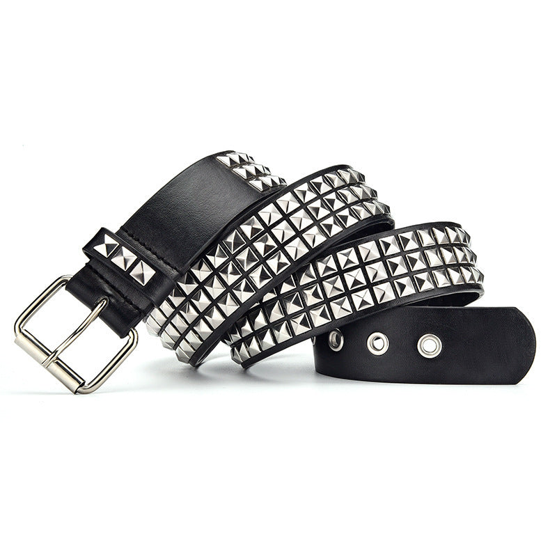 Women's & Men's Square Bead Rivet Metal Pyramid Punk Belts