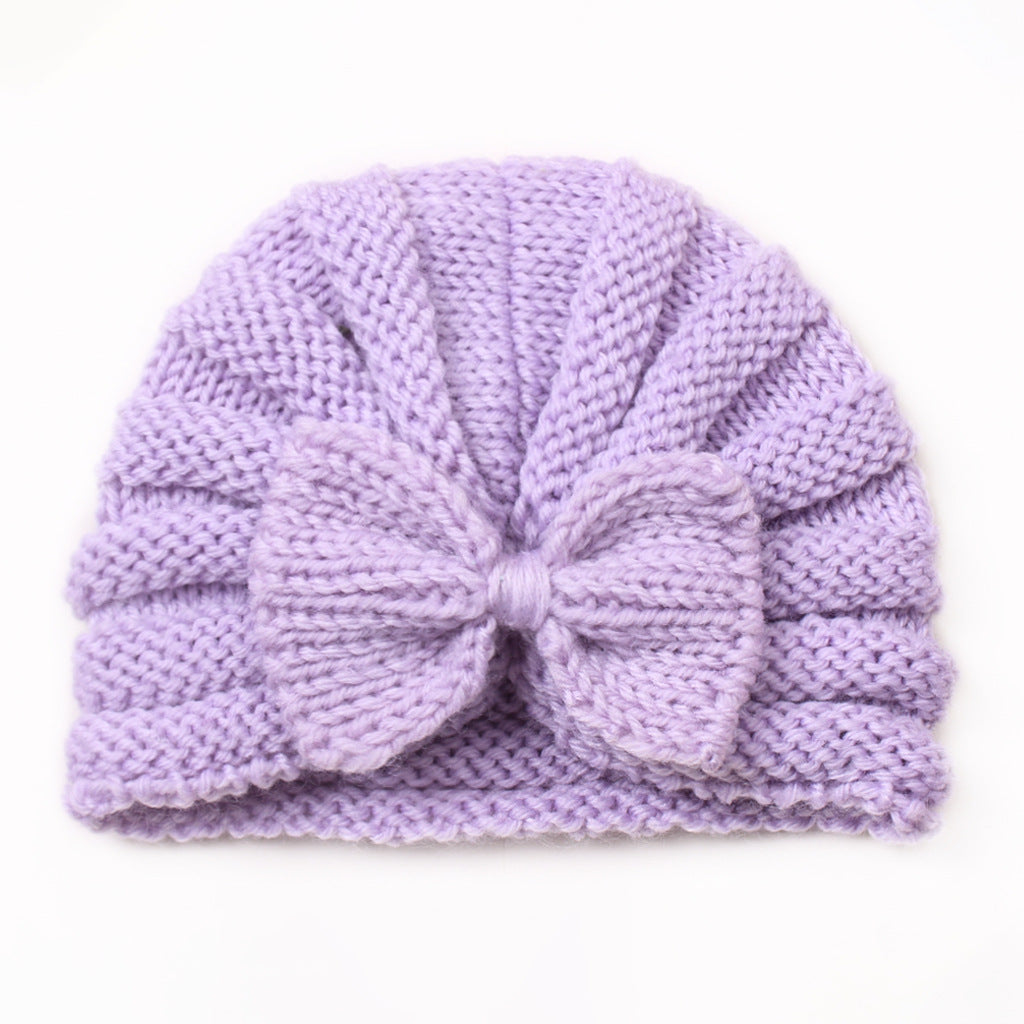 Bow Hat Knitted Warm Wool Beanie Kids' Headwear