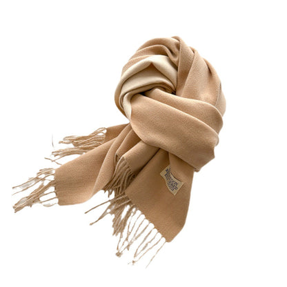 Women's Double-sided Artificial Cashmere Shawl Korean Simple Scarfs