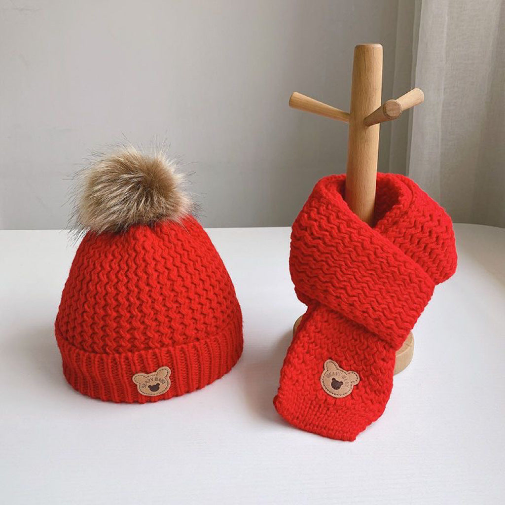 Children's Hat Suit Boys Winter Thermal Pure Kids' Headwear