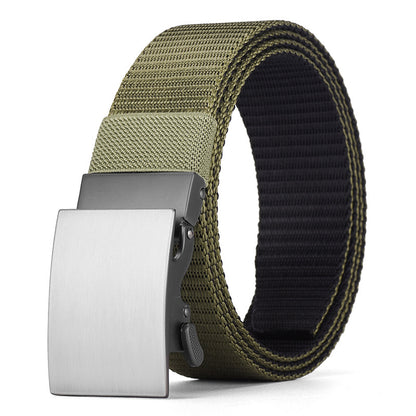 Men's Canvas Alloy Buckle Automatic Pant Business Outdoor Tactics Belts