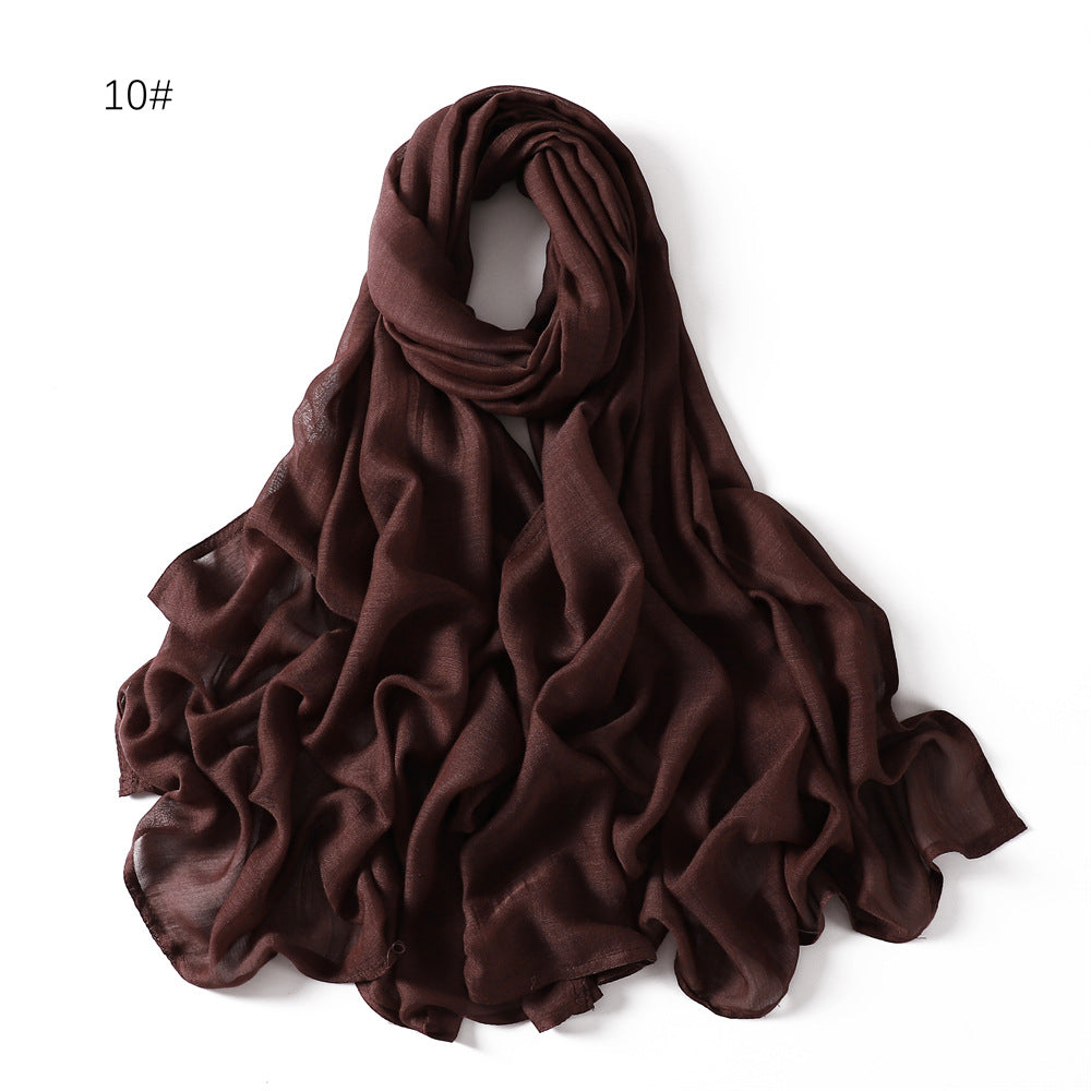 Wide Brim Thin Modal Monochrome Rayon Breathable Shawl Cotton Scarfs