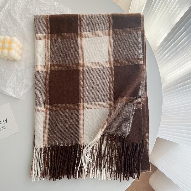 Women's & Men's Korean Style Winter Cashmere Vintage Plaid Scarfs