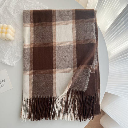 Women's & Men's Korean Style Winter Cashmere Vintage Plaid Scarfs