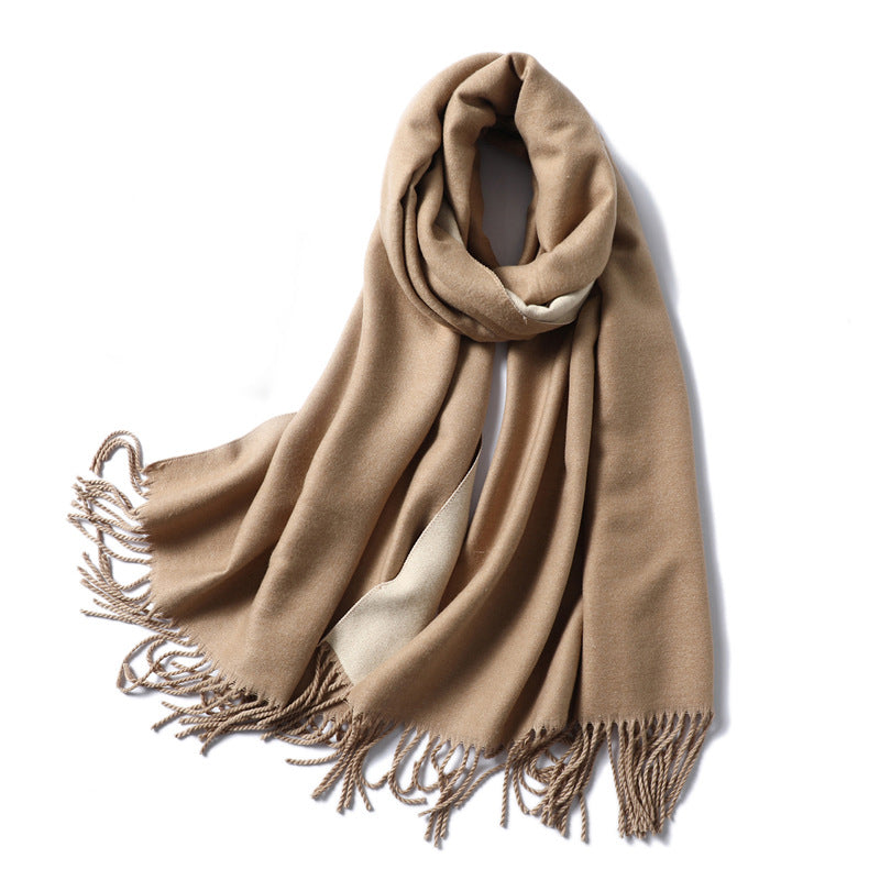 Women's & Men's Cashmere Winter Thickened Warm Double-sided Two-color Scarfs