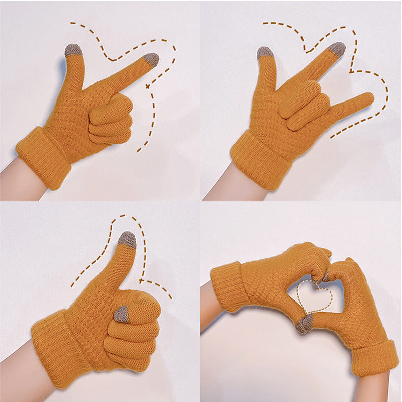 Women's Protection Warm Plush Cute Touch Screen Gloves