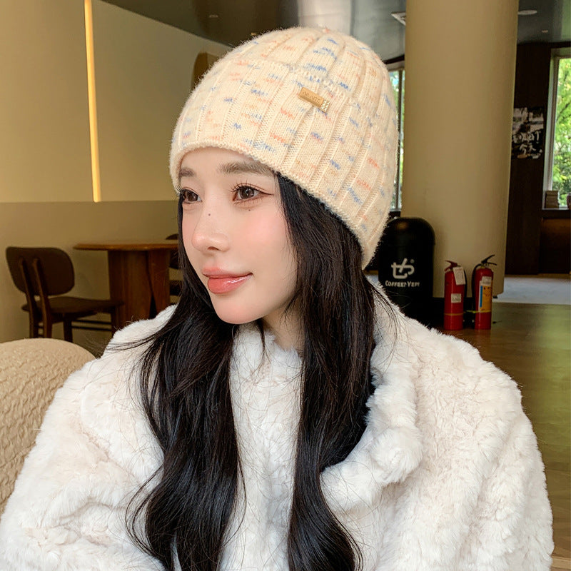 Women's Korean Hat Fashion Color Knitted Woolen Winter Hats & Caps