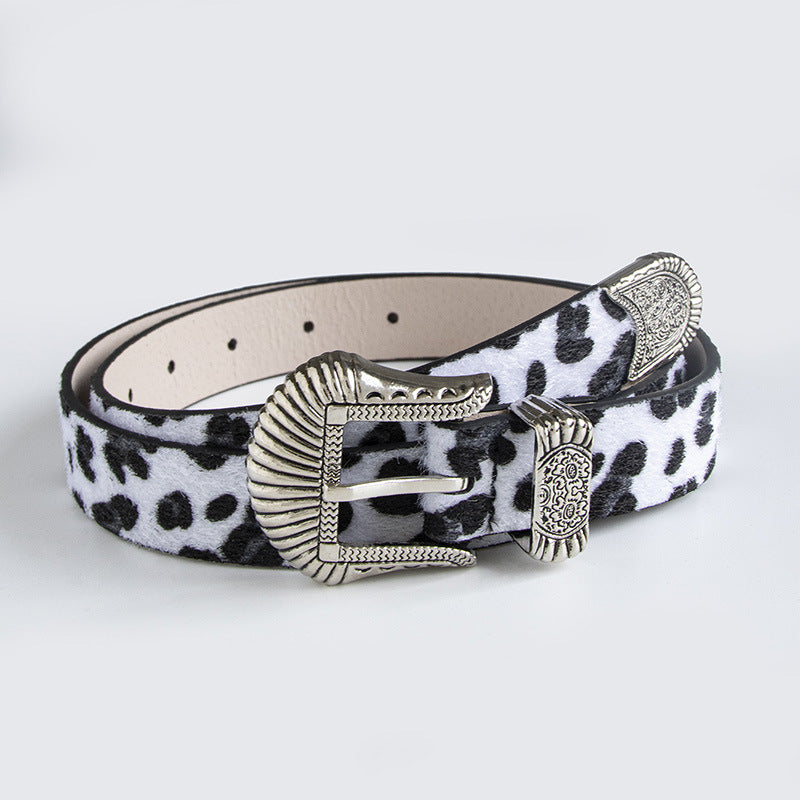 Women's Imitation Horse Fur Leopard Print Fashion Belts