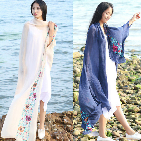 Protection Desert Travel Shawl Seaside Beach Silk Scarfs