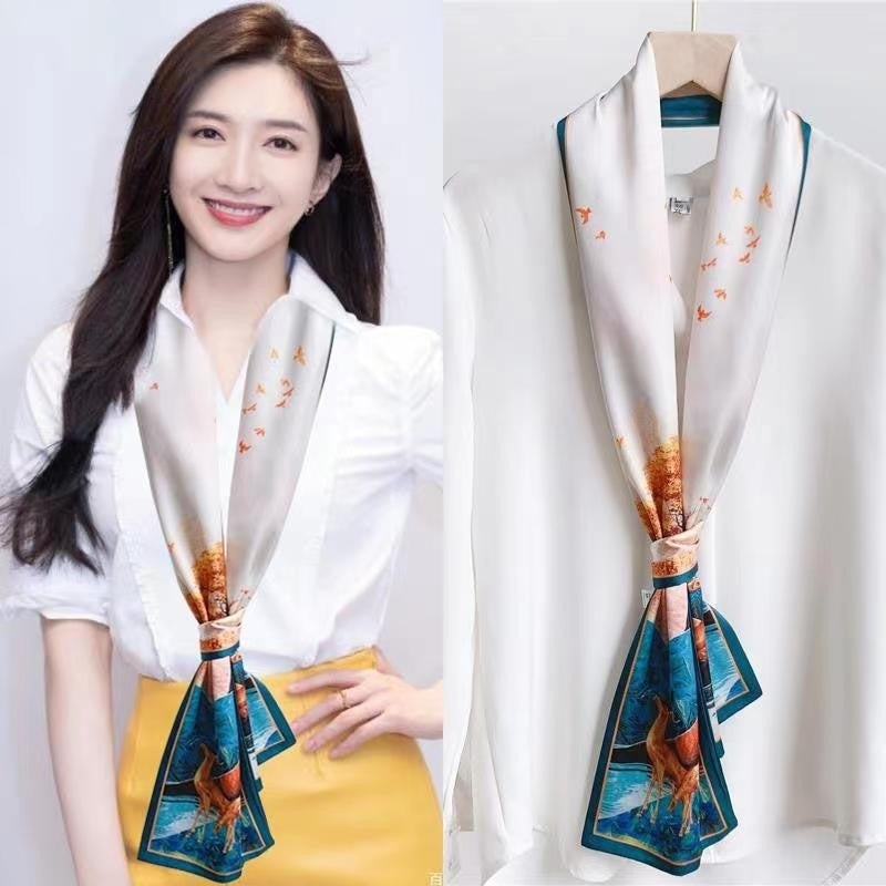 Women's Fashion Small Hair Band Shirt Matching Handy Scarfs