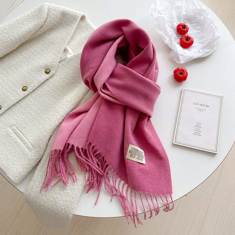 Women's Korean Double-sided Artificial Cashmere Pure Color Warm Scarfs