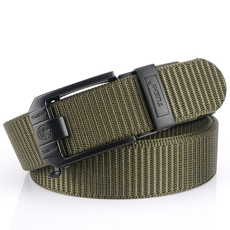 Toothless Automatic Buckle Woven Thick Nylon Canvas Belts