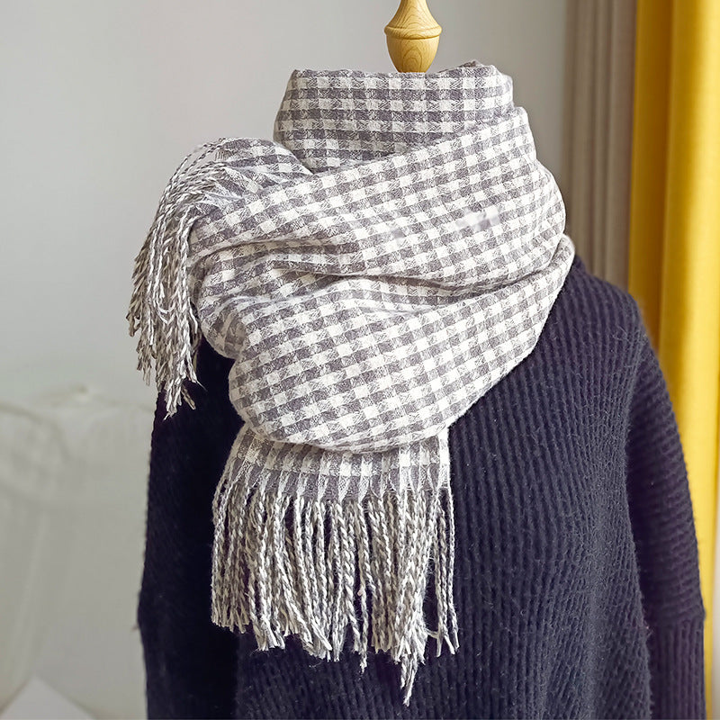 Women's & Men's Korean Style Winter Cashmere Vintage Plaid Scarfs