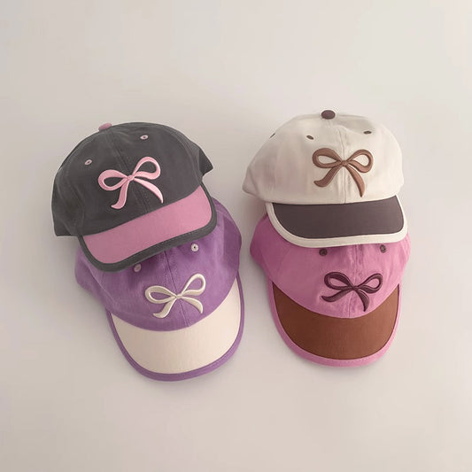 Children's Autumn South Hat Personality Short Brim Baseball Embroidered Bow Kids' Headwear