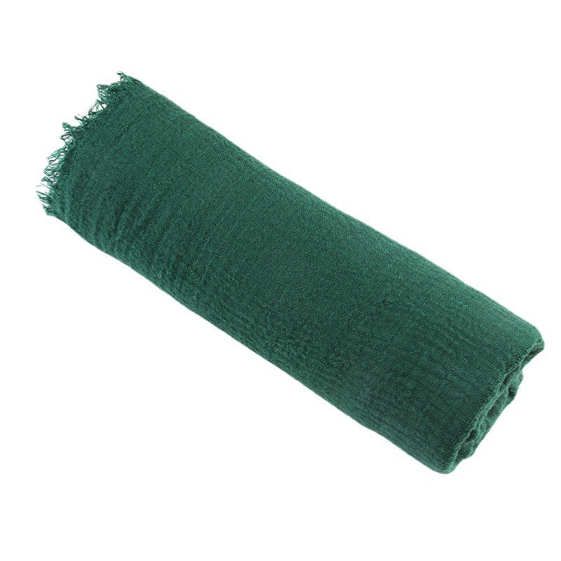 Pleated Rayon Four Sides Wool Tassel Scarfs