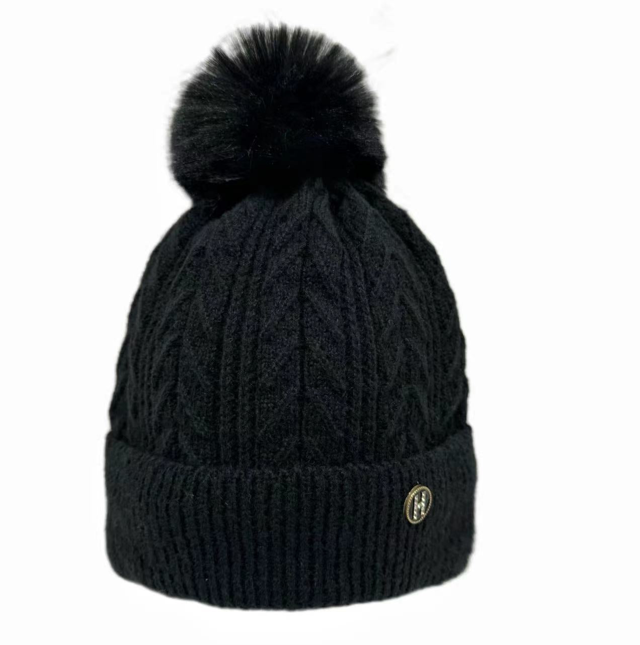 Women's Ball Sleeve Curling Straight Hat Warm Hats & Caps