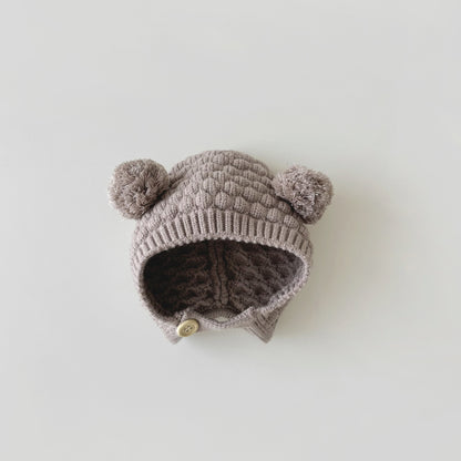 Hat Cute Infants Ball Earflaps Woolen Kids' Headwear