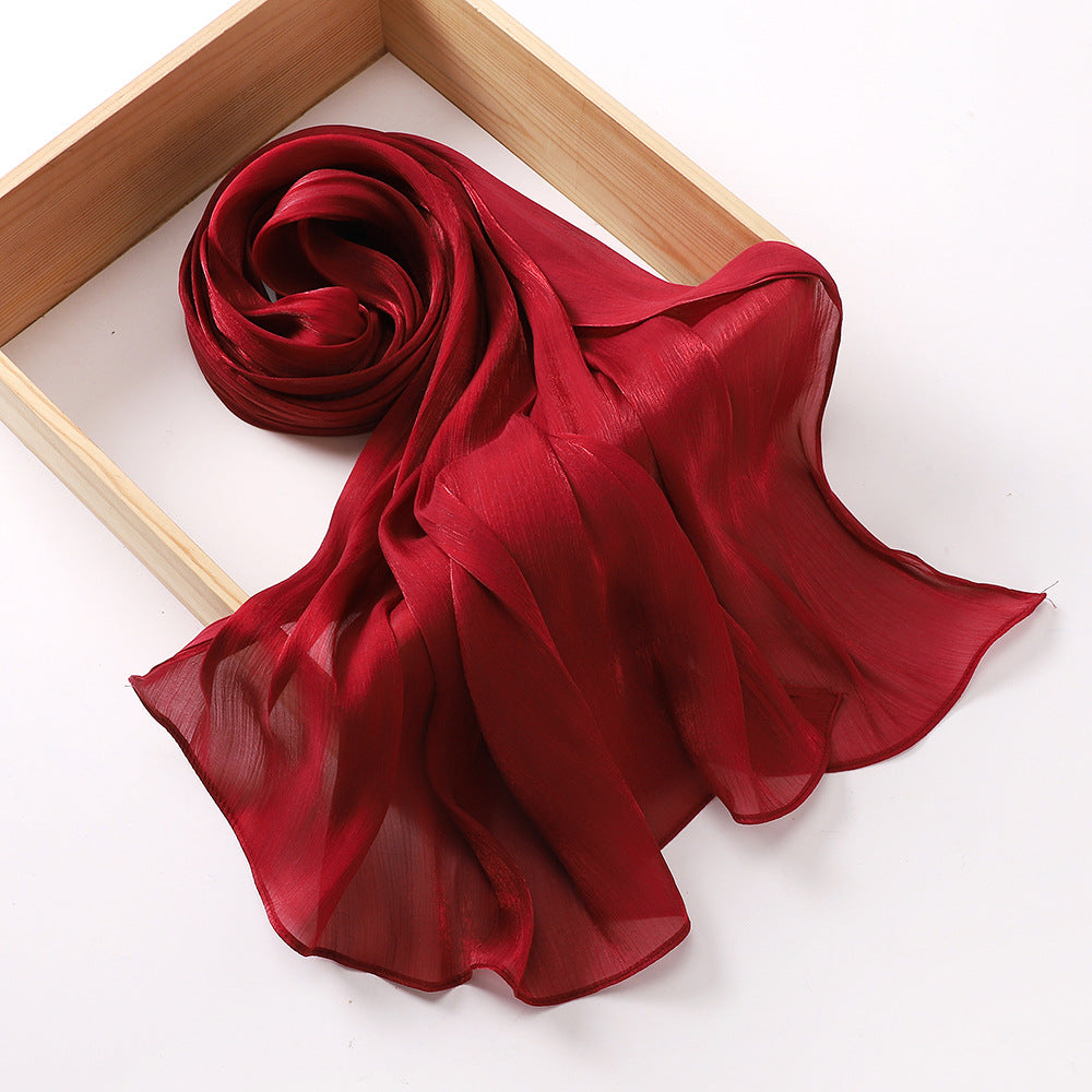 Breathable Cool Island Satin Smooth Crepe Malaysia Scarfs