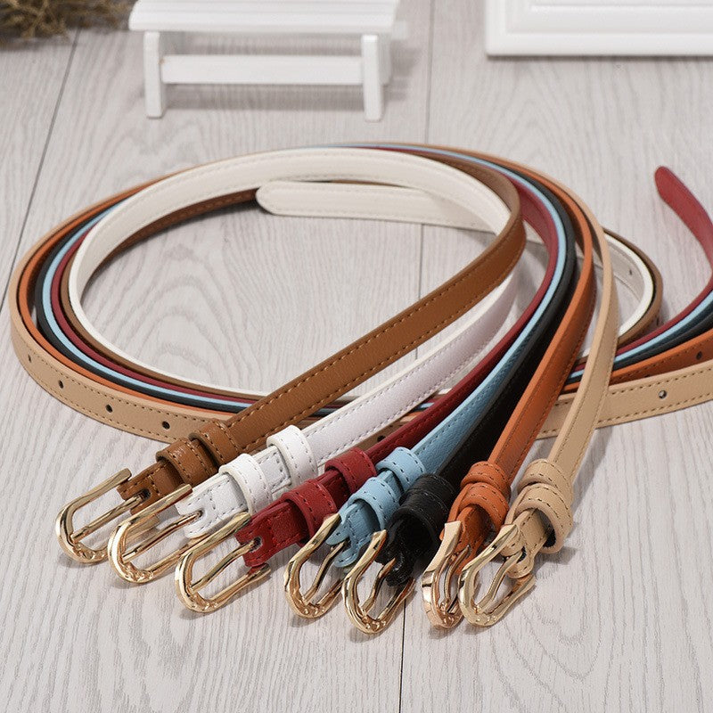 Women's Faux Leather Pin Buckle Korean Style Sweet Thin Belts